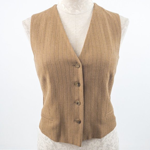 Vintage M French Cashmere 2pc Set Blazer Vest Tan - Picture 2 of 14